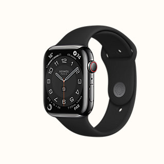 Space Black Series 7 case & Band Apple Watch Hermes Single Tour 45 mm  Jumping